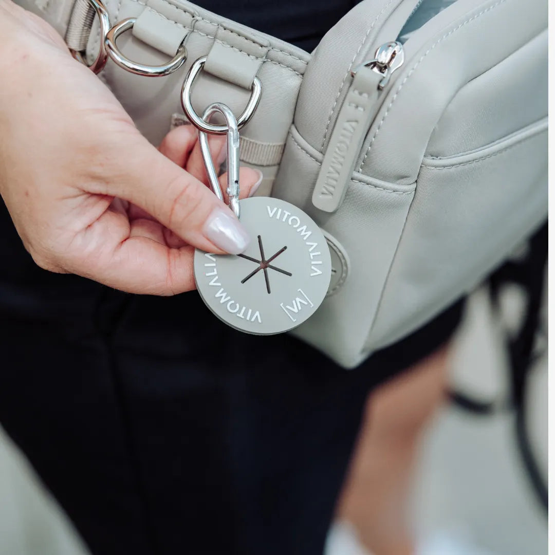 Poop bag holder with carabiner for full poop bags in grey - set of 3