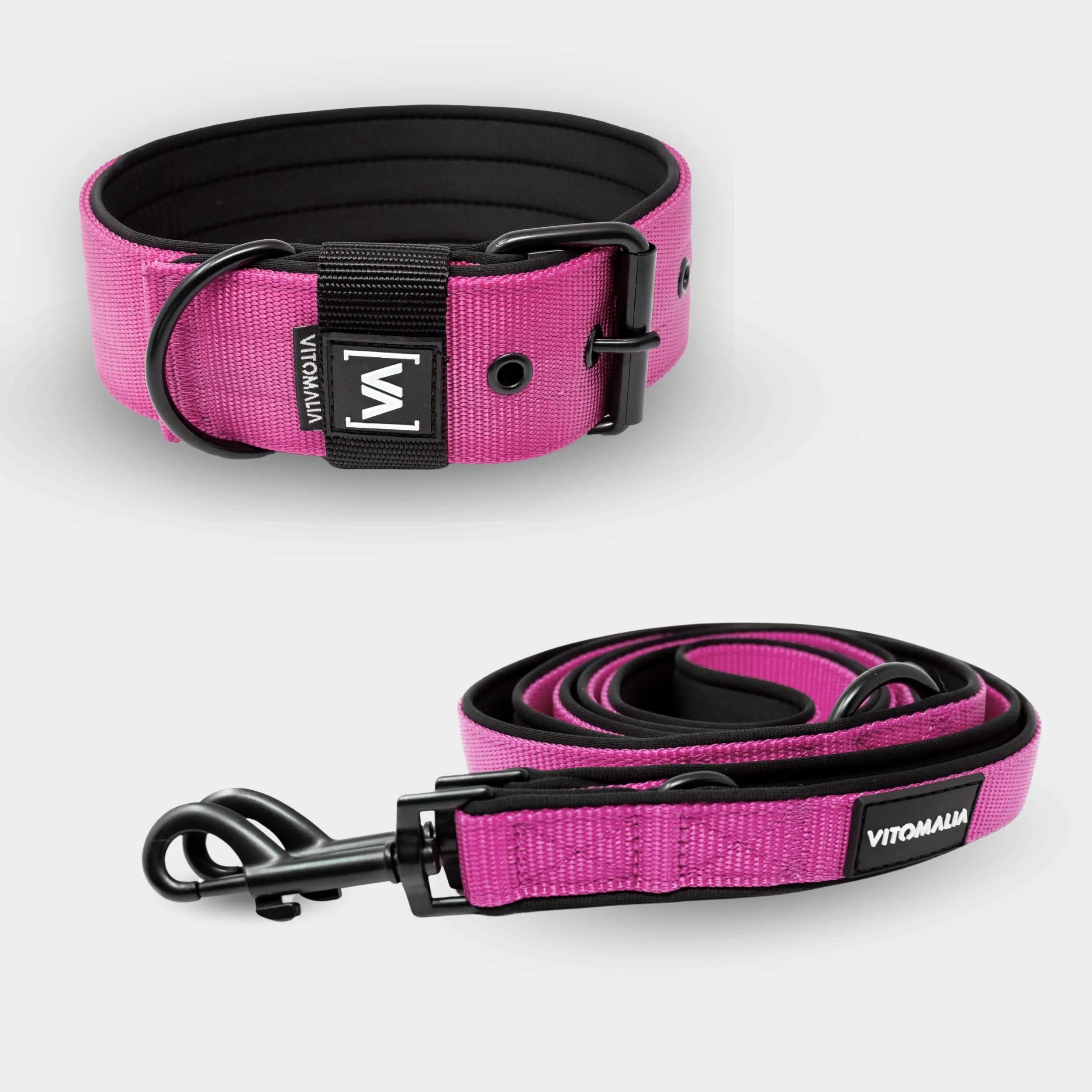 Bundle Classic Nero Edition Pink Set - Halsband + 2,2m dreifach verstellbar Hundeleine