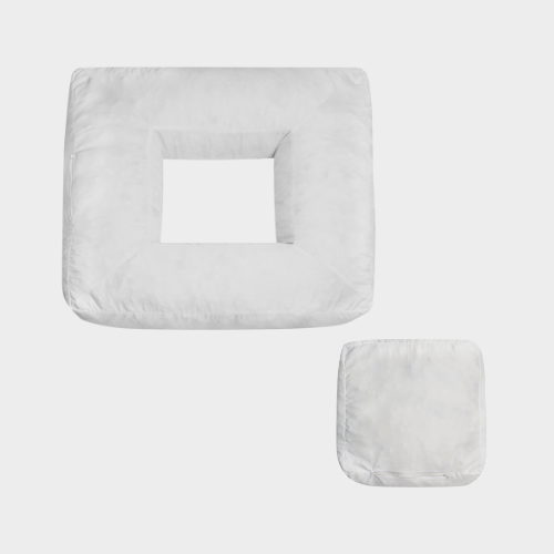 Square ergonomic dog cushion - RePET Teddy in beige