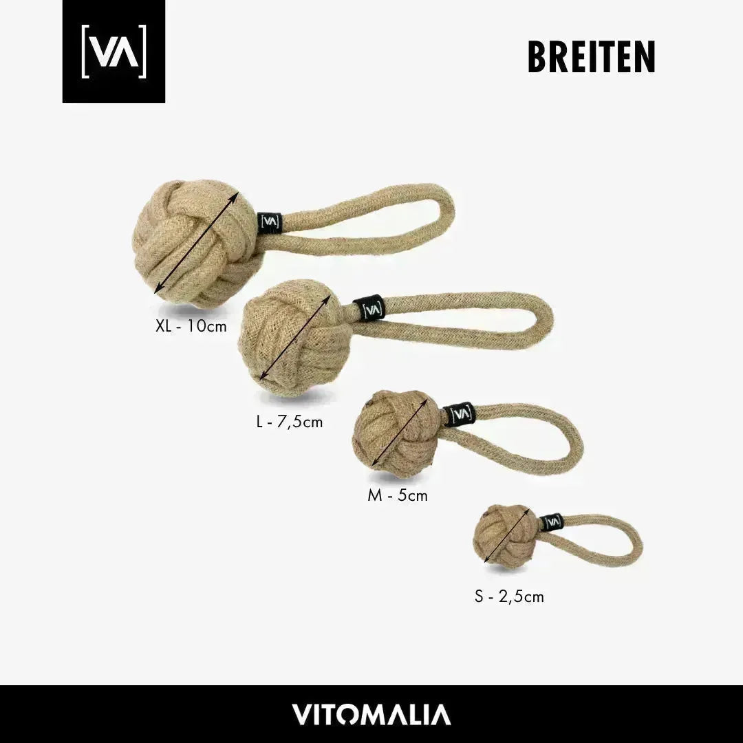 Geflochtener Zerr-Ball für Hunde: 100% Naturhanf, handgeknotet - Eco Tug - Vitomalia -