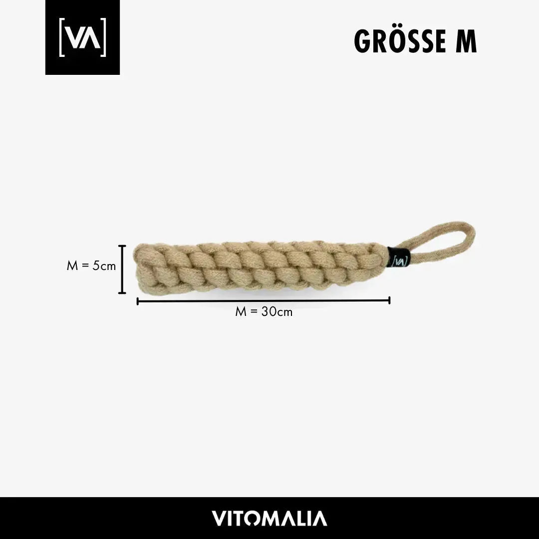 Geflochtener Zerr-Dummy für Hunde: 100% Naturhanf, handgeknotet - Eco Tug - Vitomalia -
