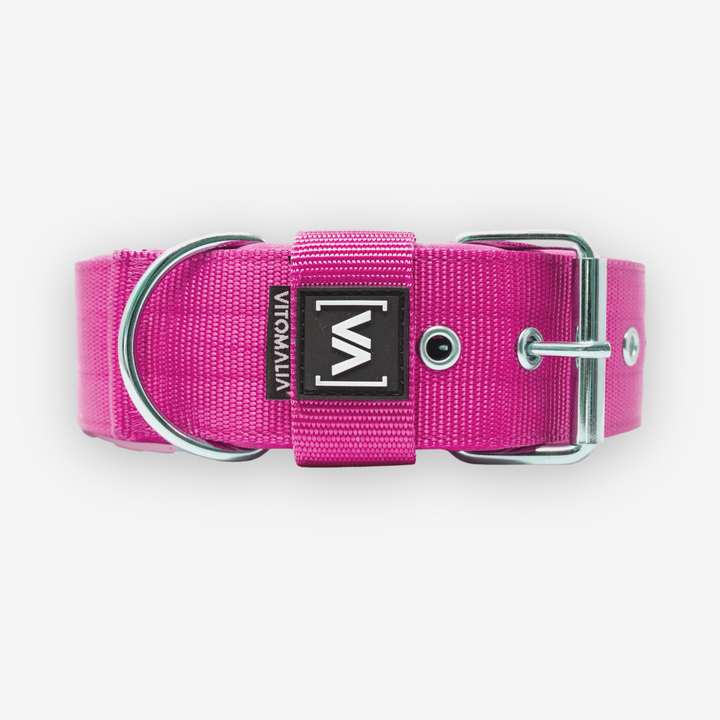 Classic Dog Collar with protruding inner lining - Pink