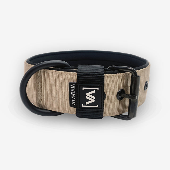 Classic Dog Collar with protruding inner lining - Nero Beige