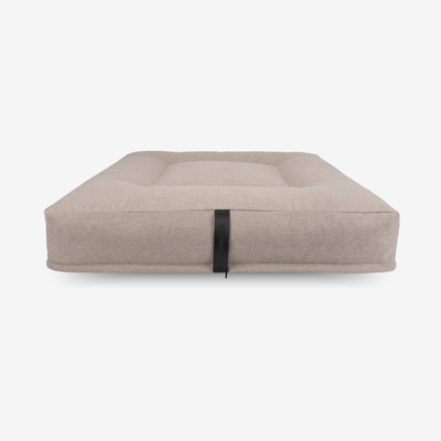 Square ergonomic dog cushion - RePET Linen in taupe