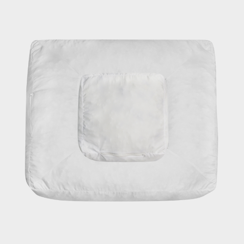 Square ergonomic dog cushion - RePET Teddy in beige